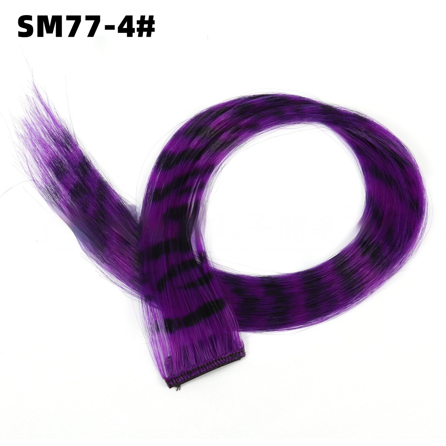 Seamless Hair Extension Leopard Print Color Thread Hanging Ear Color Feather Hair Wig