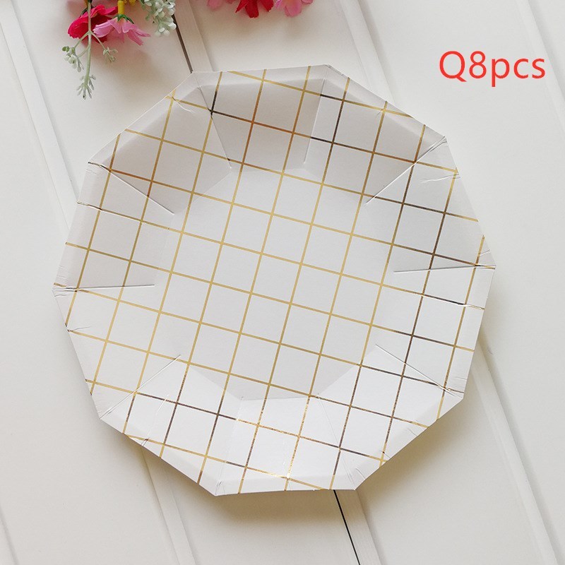 Disposable gilt mesh decagonal paper tray set